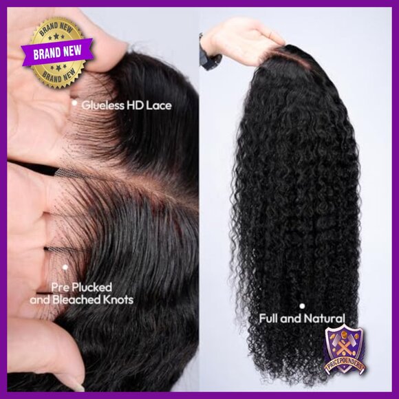 13x6 HD Lace Front Wig 22 Inch 180 Density Human Hair Kinky Curly Pre Plucked
